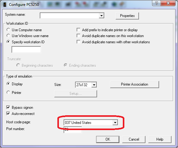 Configure PC 5250 CCSID